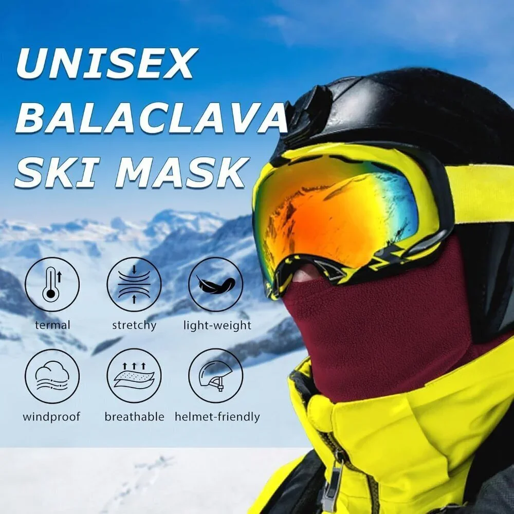 Women's Black/wine Balaclava Mask Warm Windproof Lightweight Winter Face Mask